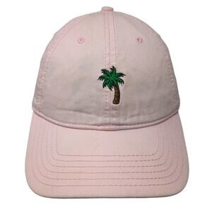 Palm Tree Strapback Baseball Cap Pink One Size Embroidered Cotton Free Authority